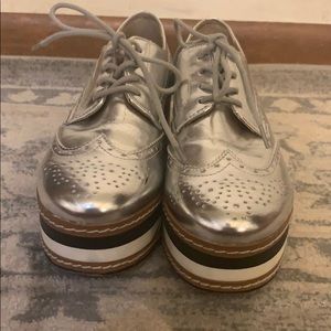 Steve Madden silver platform loafer